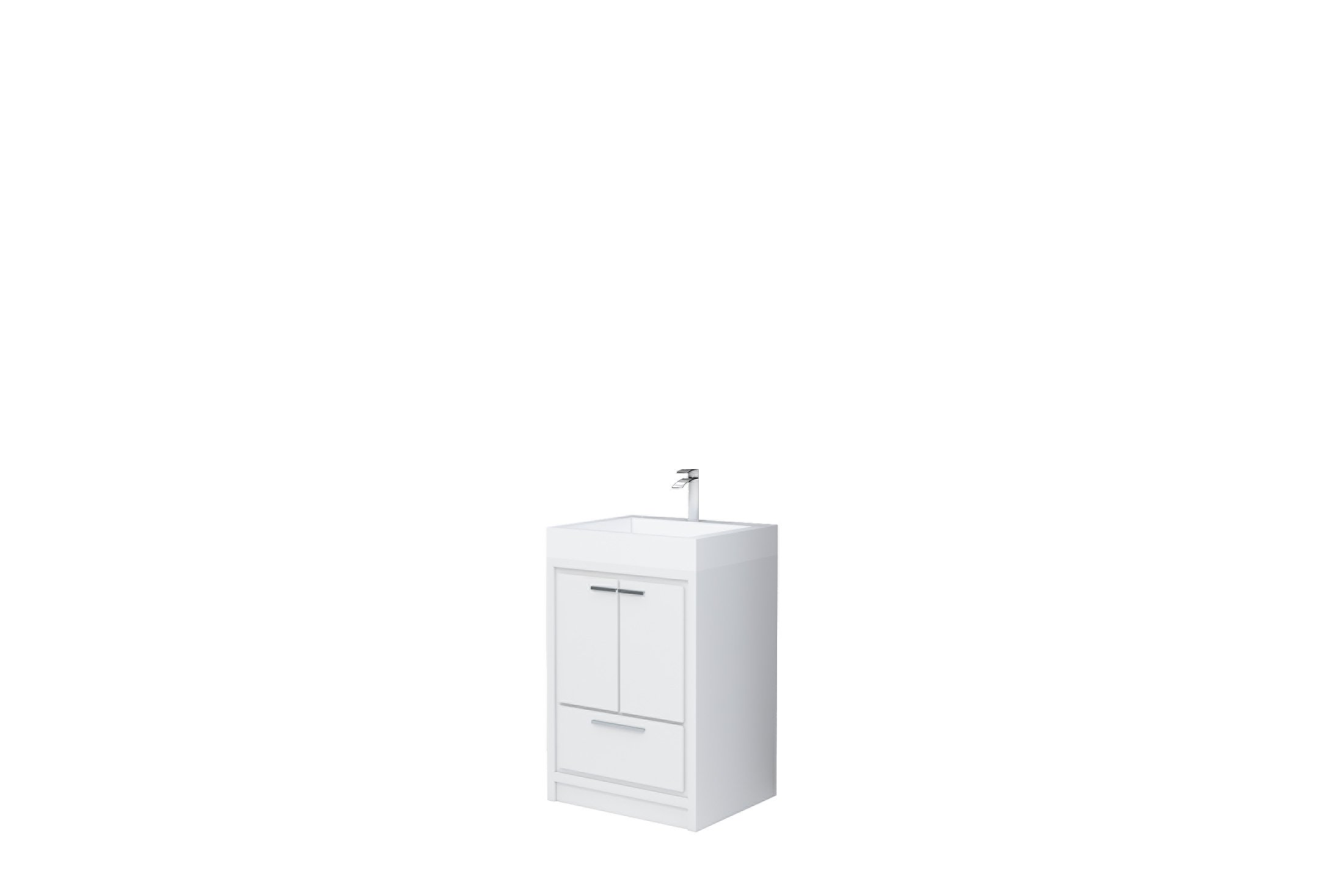 AURA 24″ Freestanding White Color with Solid Surface Top