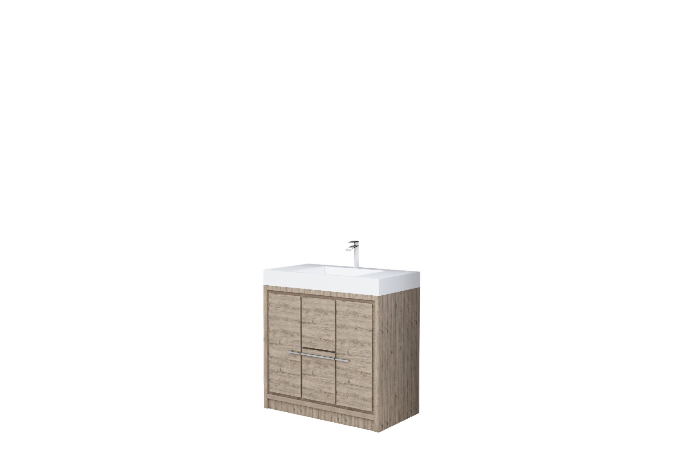 AURA 36″ Freestanding Rustic Gray Color with Solid Surface Top