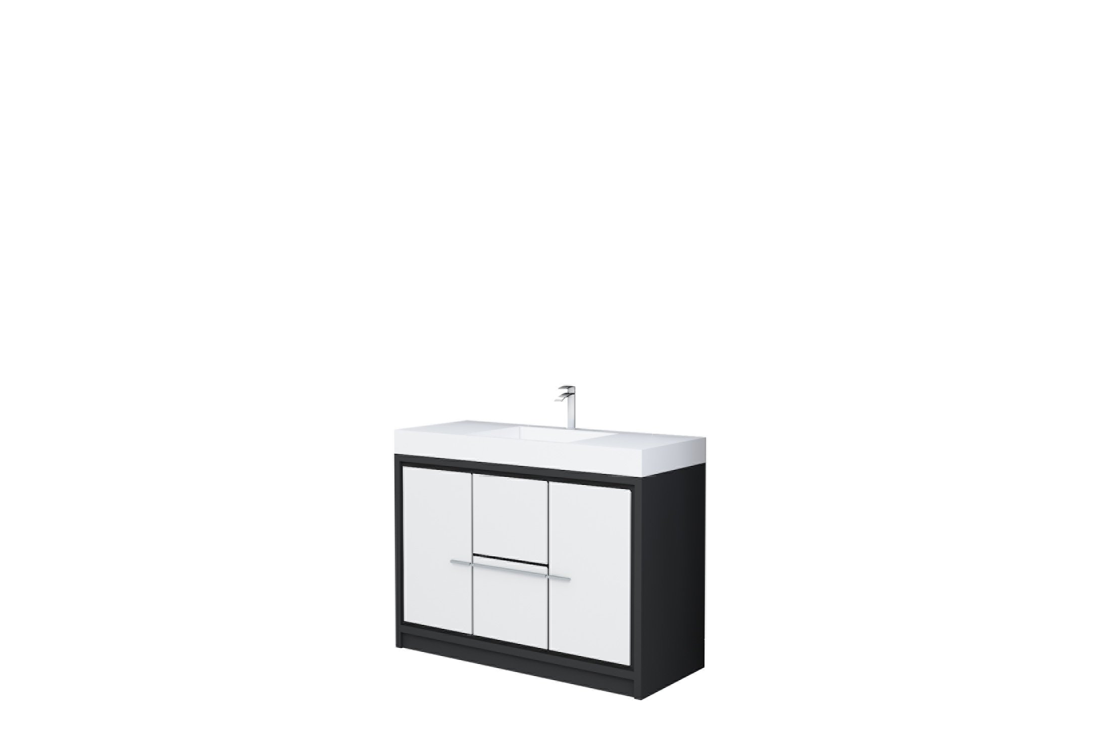 AURA 48″ Freestanding Antrachite White Color with Solid Surface Top