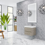 Queen 24" Full Rustic Gray Wall Mount Single Sink Modern Bathroom Vanity
