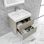 Queen 24" Full Rustic Gray Wall Mount Single Sink Modern Bathroom Vanity