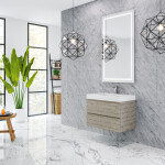 Queen 30" Full Rustic Gray Wall Mount Single Sink Modern Bathroom Vanity