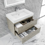 Queen 30" Full Rustic Gray Wall Mount Single Sink Modern Bathroom Vanity