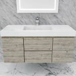 Queen 48" Full Rustic Gray Wall Mount Single Sink Modern Bathroom Vanity