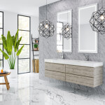 Queen 72" Full Rustic Gray Wall Mount Double Sink Modern Bathroom Vanity