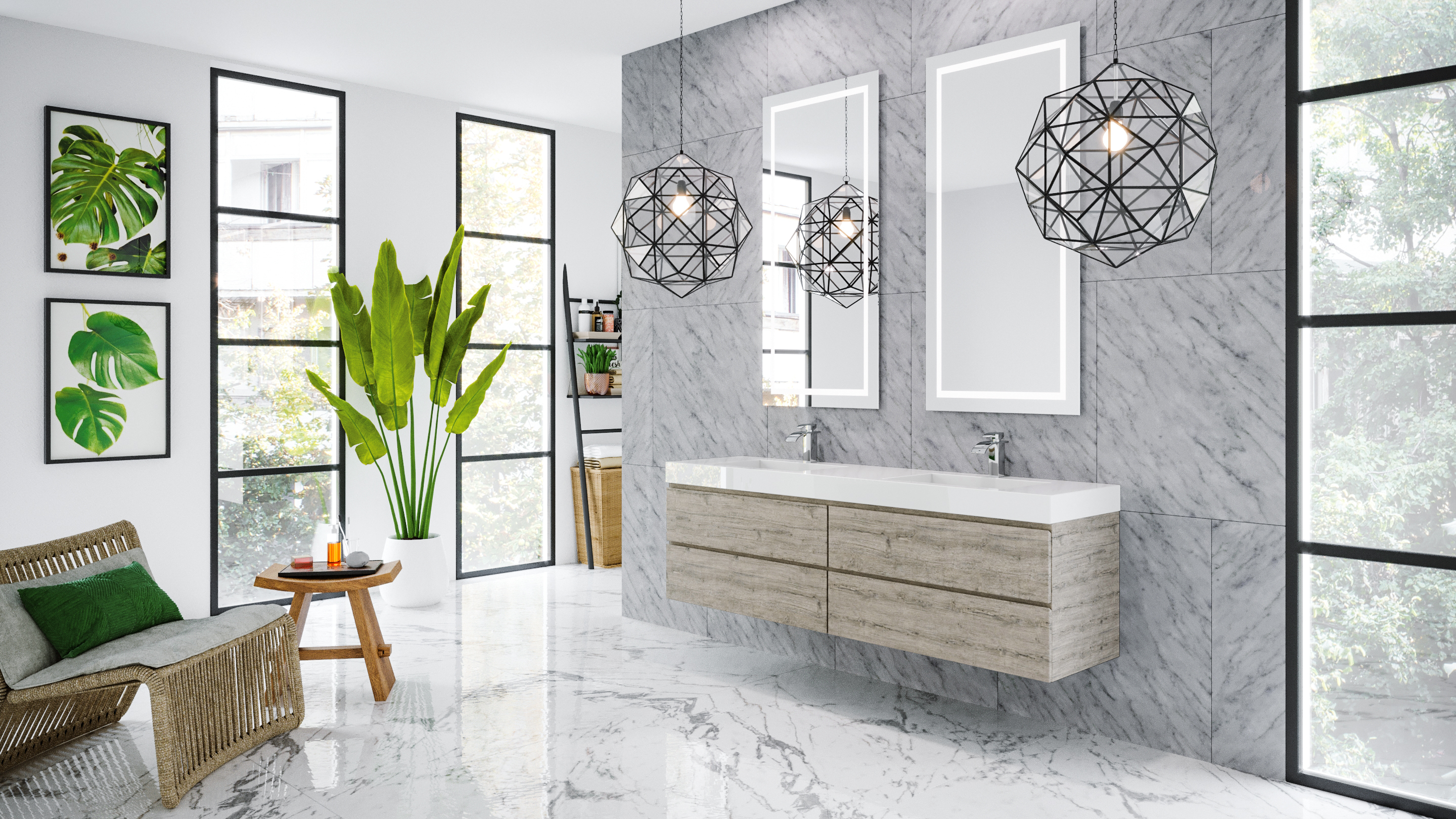 Wall-Mounted Marble Bathroom Sink