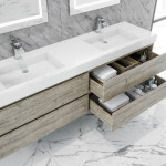 Queen 72" Full Rustic Gray Wall Mount Double Sink Modern Bathroom Vanity