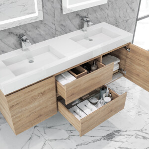 Queen 60" Full Sonoma Wall Mount Double Sink Modern Bathroom Vanity