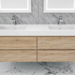 Queen 72" Full Sonoma Wall Mount Double Sink Modern Bathroom Vanity