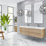 Queen 72" Full Sonoma Wall Mount Double Sink Modern Bathroom Vanity