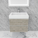Queen 24" Rustic Gray White Wall Mount Single Sink Modern Bathroom Vanity