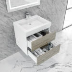 Queen 24" Rustic Gray White Wall Mount Single Sink Modern Bathroom Vanity