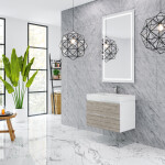 Queen 30" Rustic Gray White Wall Mount Single Sink Modern Bathroom Vanity