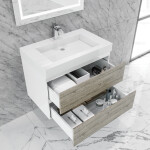 Queen 30" Rustic Gray White Wall Mount Single Sink Modern Bathroom Vanity