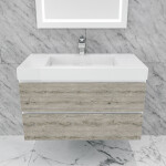 Queen 36" Rustic Gray White Wall Mount Single Sink Modern Bathroom Vanity