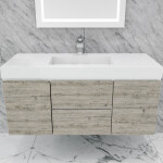 Queen 48" Rustic Gray White Wall Mount Single Sink Modern Bathroom Vanity