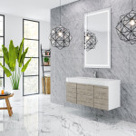 Queen 48" Rustic Gray White Wall Mount Single Sink Modern Bathroom Vanity