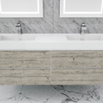 Queen 72" Rustic Gray White Wall Mount Double Sink Modern Bathroom Vanity