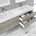 Queen 72" Rustic Gray White Wall Mount Double Sink Modern Bathroom Vanity