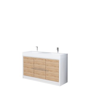 AURA 60″ Freestanding Sonoma White Color with Solid Surface Top