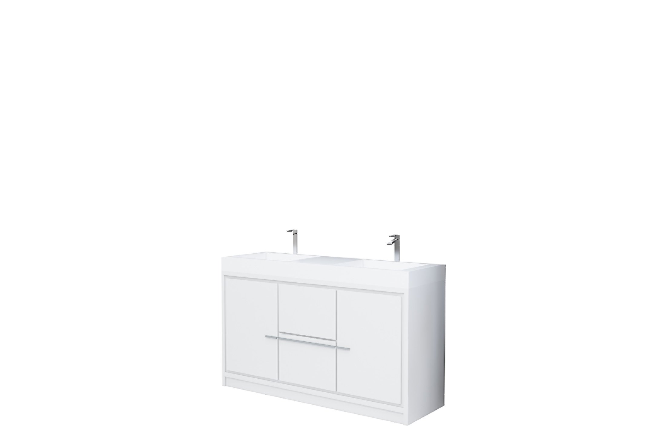 AURA 60″ Freestanding White Color with Solid Surface Top