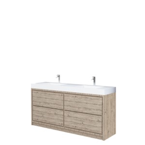 AURA 72″ Freestanding Rustic Gray Color with Solid Surface Top