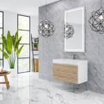 Queen 36" Sonoma White Wall Mount Single Sink Modern Bathroom Vanity