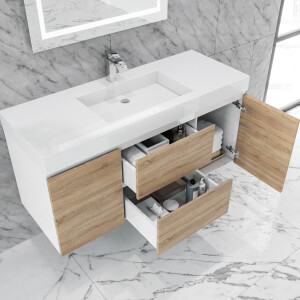 Queen 48" Sonoma White Wall Mount Single Sink Modern Bathroom Vanity