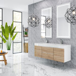 Queen 60" Sonoma White Wall Mount Double Sink Modern Bathroom Vanity