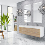 Queen 72" Sonoma White Wall Mount Double Sink Modern Bathroom Vanity