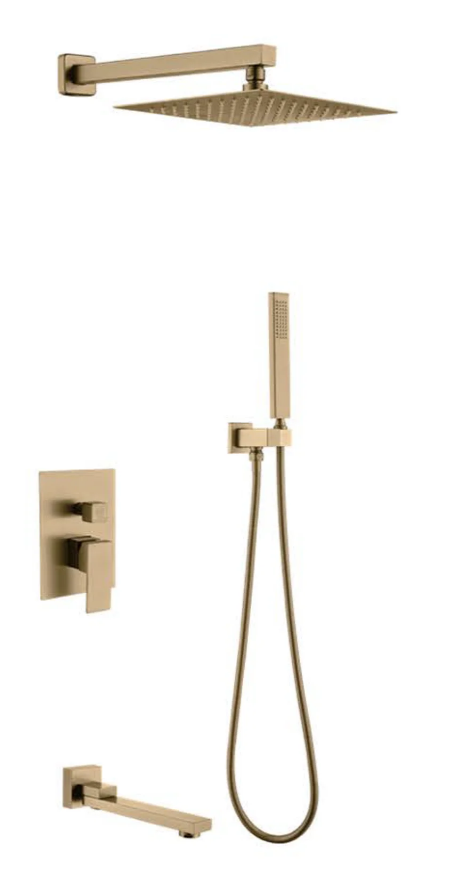 Shower Set Square Brushed Gold