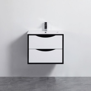 24" Wallmount Vanity, Black & White