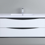 60" Wall mount Vanity Black and White, Double