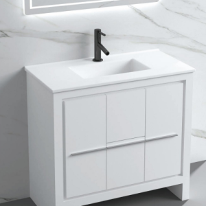 36" Freestanding Vanity White Glossy Finish