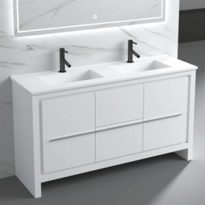 60" Freestanding PVC Vanity Glossy White