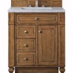 Bristol 30IN Single Vanity Saddle Brown w/ 3 CM Carrara Marble Top