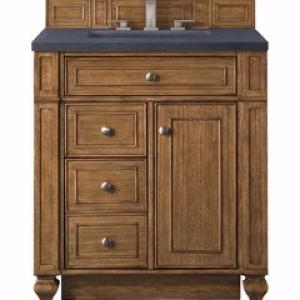 Bristol 30IN Single Vanity Saddle Brown w/ 3 CM Charcoal Soapstone Silestone Top