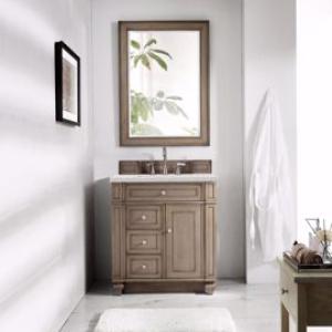 Bristol 30IN Single Vanity Whitewashed Walnut w/ 3 CM Eternal Jasmine Pearl Silestone Top