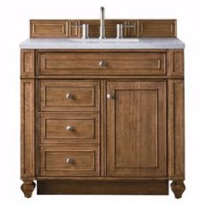 Bristol 36IN Single Vanity Saddle Brown w/ 3 CM Carrara Marble Top