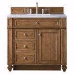 Bristol 36IN Single Vanity Saddle Brown w/ 3 CM Eternal Jasmine Pearl Silestone Top