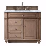 Bristol 36IN Single Vanity Whitewashed Walnut w/ 3 CM Carrara Marble Top