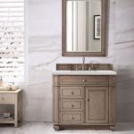 Bristol 36IN Single Vanity Whitewashed Walnut w/ 3 CM Eternal Jasmine Pearl Silestone Top