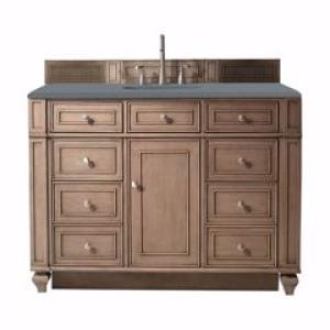 Bristol 48IN Single Vanity Whitewashed Walnut w/ 3 CM Cala Blue Silestone Top
