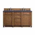 Bristol 60IN Double Vanity Saddle Brown w/ 3 CM Charcoal Soapstone Silestone Top