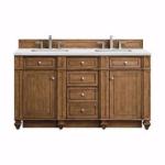 Bristol 60IN Double Vanity Saddle Brown w/ 3 CM Ethereal Noctis Silestone Top