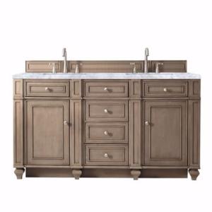 Bristol 60IN Double Vanity Whitewashed Walnut w/ 3 CM Carrara Marble Top