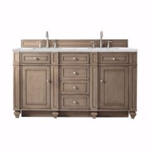 Bristol 60IN Double Vanity Whitewashed Walnut w/ 3 CM Ethereal Noctis Silestone Top