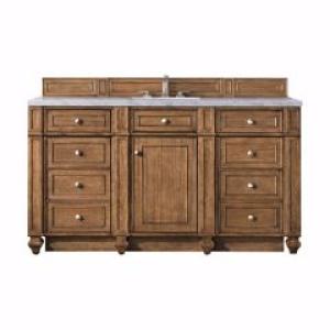 Bristol 60IN Single Vanity Saddle Brown w/ 3 CM Eternal Jasmine Pearl Silestone Top