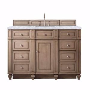 Bristol 60IN Single Vanity Whitewashed Walnut w/ 3 CM Carrara Marble Top