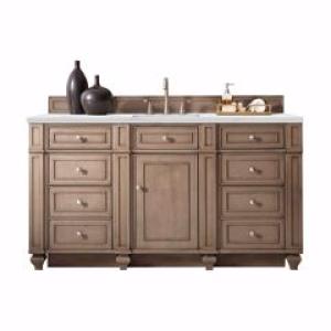 Bristol 60IN Single Vanity Whitewashed Walnut w/ 3 CM Ethereal Noctis Silestone Top